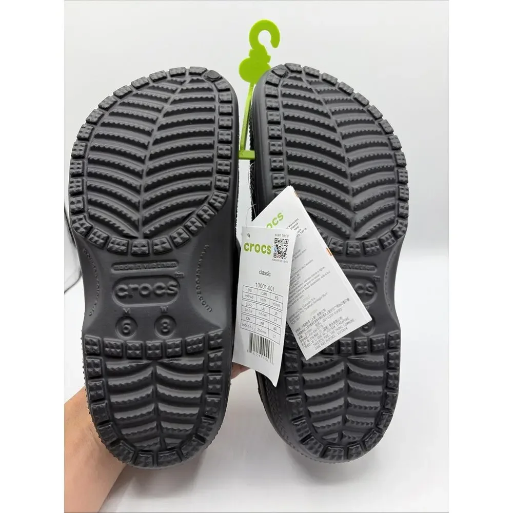 Crocs Men's Classic Clog Authentic Shoe Style 10001 Sz US M 6 W 8 NWT Black